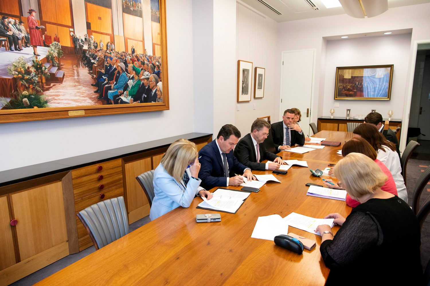 Members of the Procedure Committee at work, Parliament House, 26 November 2019.    