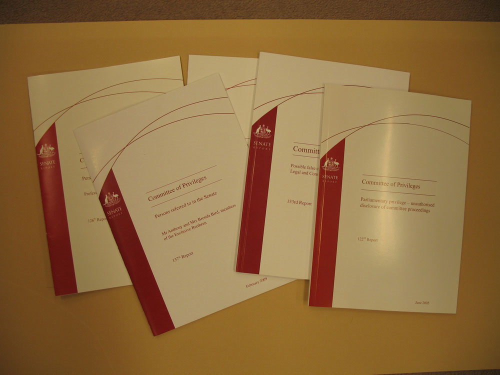 Privileges Committee reports. DPS Auspic.