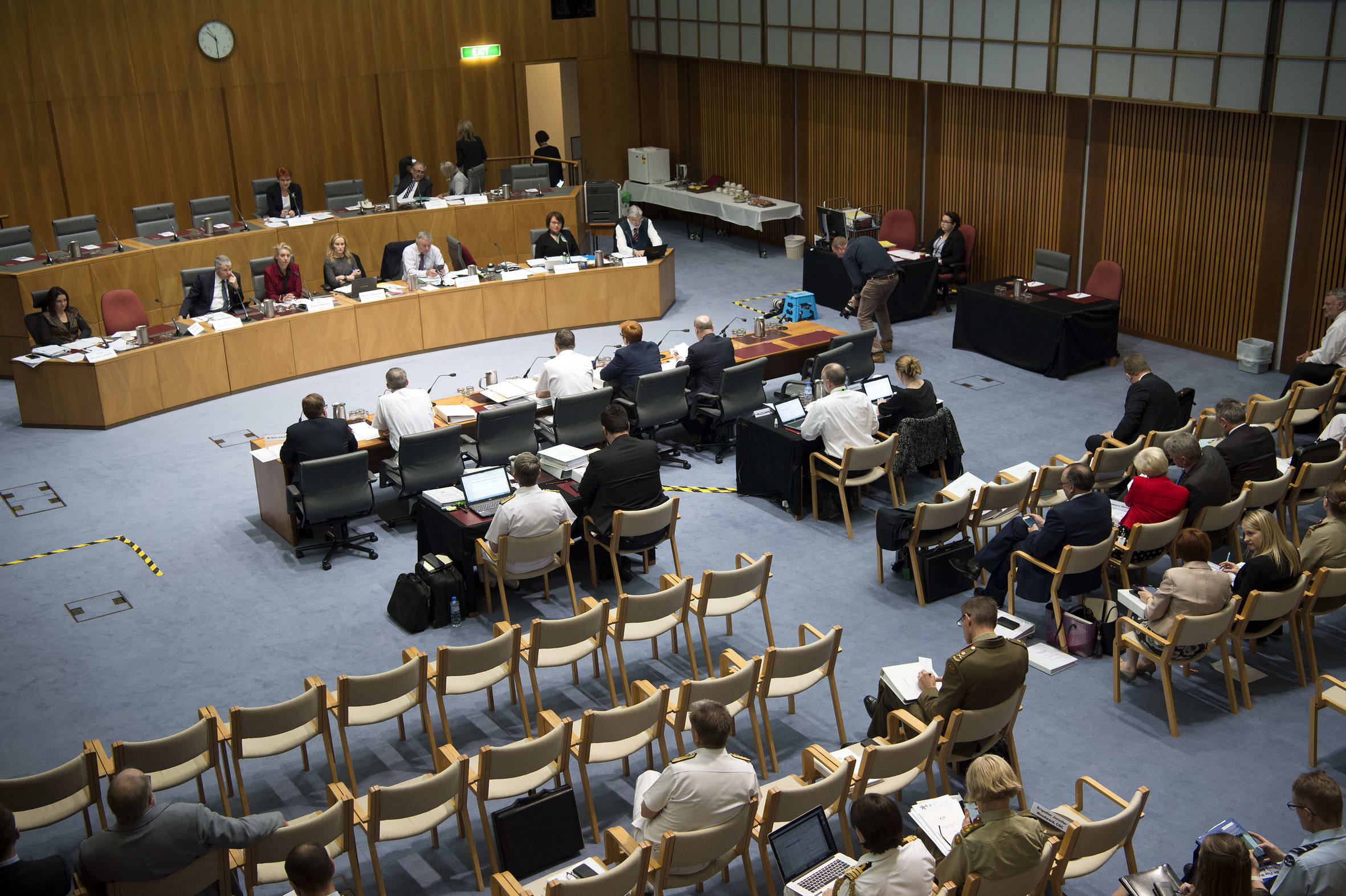 Foreign Affairs, Defence and Trade Legislation Committee hearing evidence from Senator Marise Payne, Minister for Defence, and officers from the Department of Defence at a supplementary budget estimates hearing, 25 October 2017. DPS Auspic.
