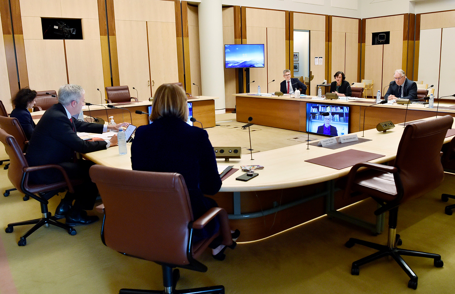 Health Department officials appearing before a hearing of the Select Committee on the Administration of Sports Grants, 27 August 2020. DPS Auspic.