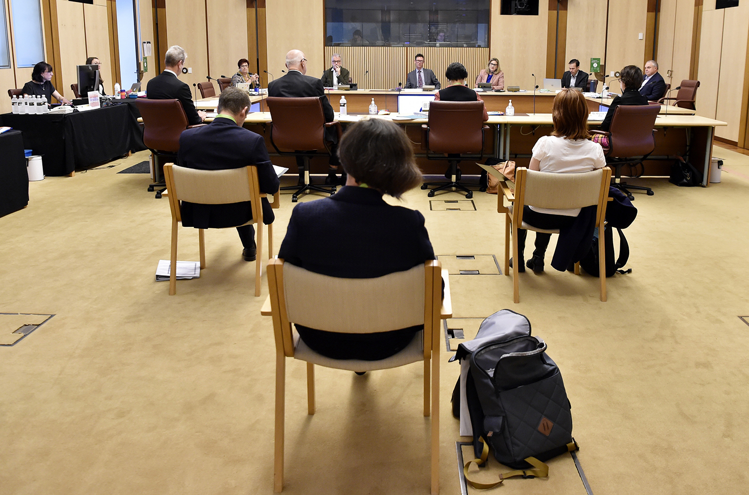    A socially distanced hearing of the Select Committee on Tobacco Harm Reduction, Parliament House, Canberra, 13 November 2020. DPS Auspic.