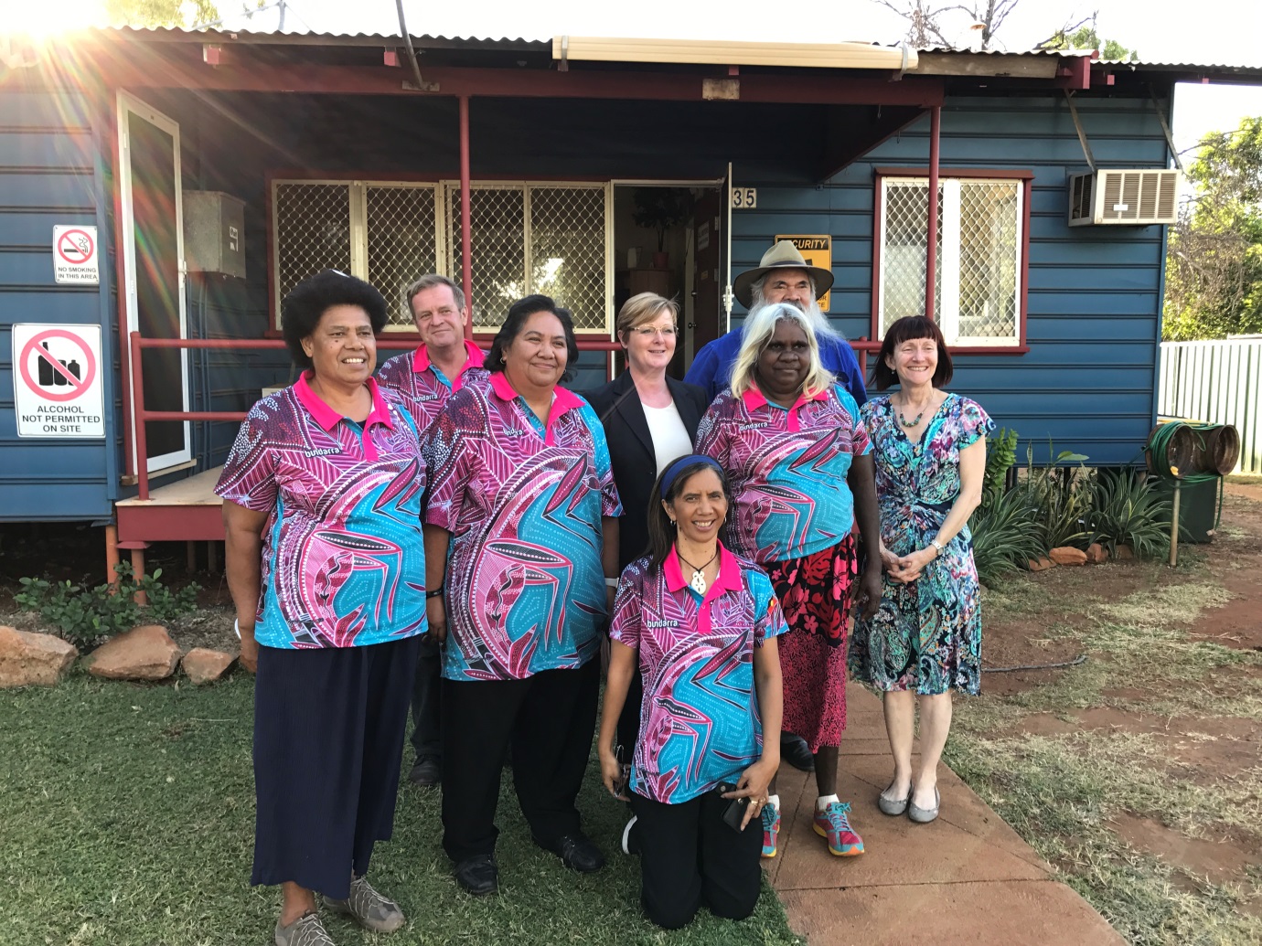 \x3cp\x3eCommunity Affairs References Committee visit to Halls Creek Community Care, WA, 8 June 2017. L-R: Penaisia (Patsy) Burton, Peter Jenkins, Kaye T Rangitutia, Senator Linda Reynolds, Leanne Reynold, Eileen Lightning, Senators Pat Dodson and Rachel Siewert\x3c/p\x3e