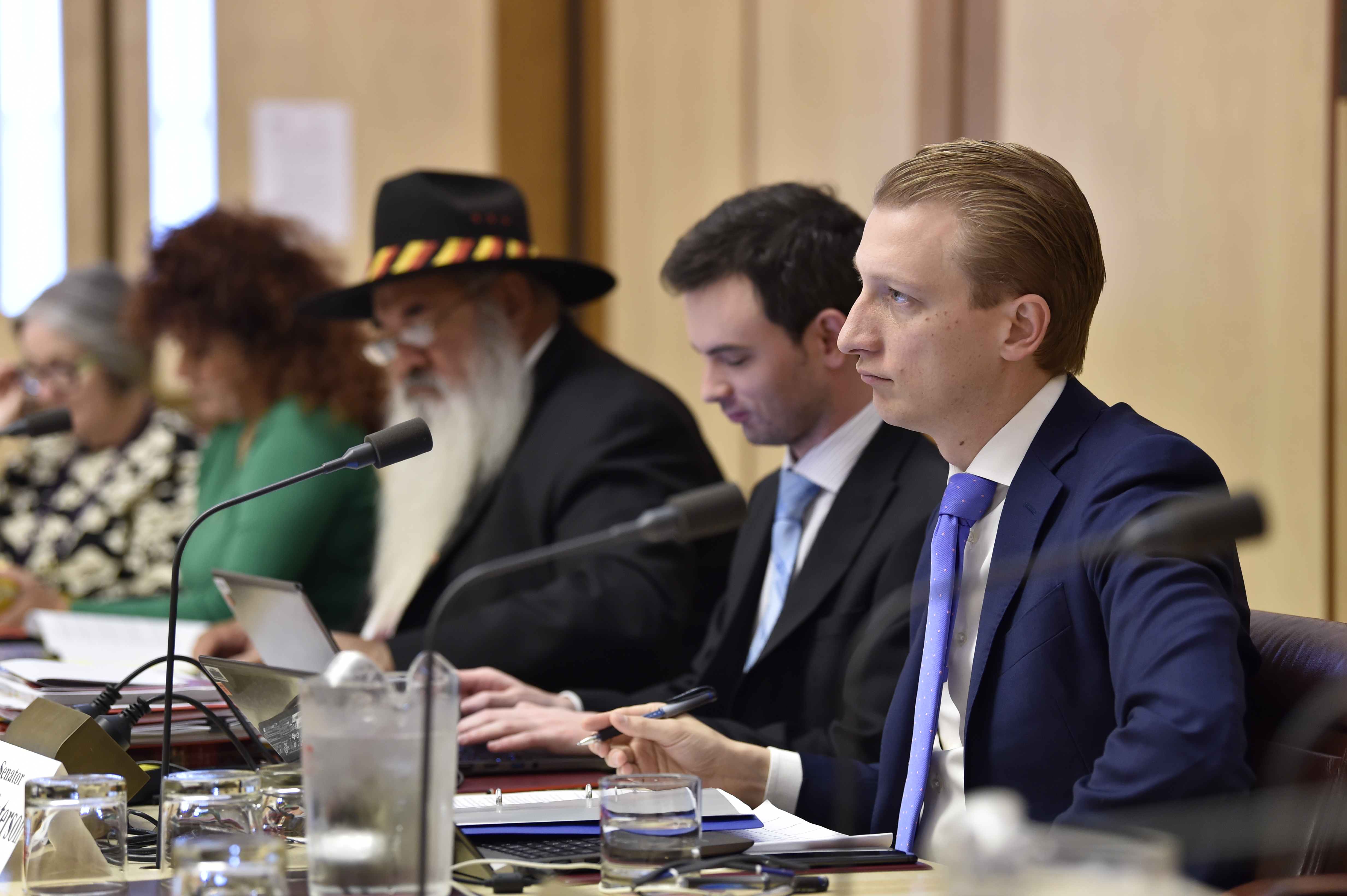\x3cp\x3eCommittee chair Senator James Paterson during the hearing, 25 May 2018. DPS Auspic.\x3c/p\x3e