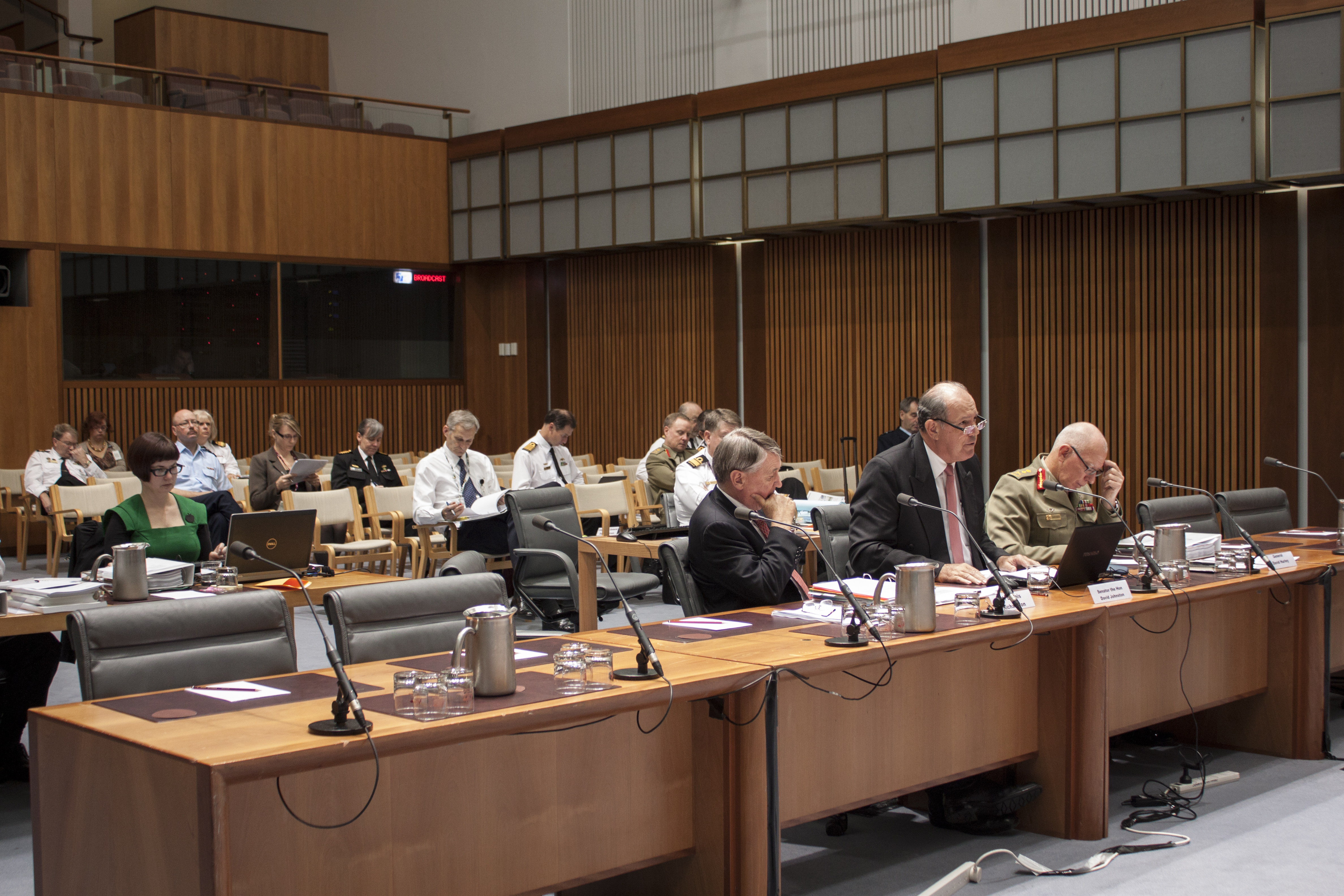 \x3cp\x3eSenator David Johnston, Minister for Defence, at a Foreign Affairs, Defence and Trade Legislation Committee budget estimates hearing, 2 June 2014. Seated at witness table L-R: Dennis Richardson [Secretary, Department of Defence], Senator the Hon David Johnston [Minister for Defence] and General David Hurley [Chief of the Defence Force].\x3c/p\x3e