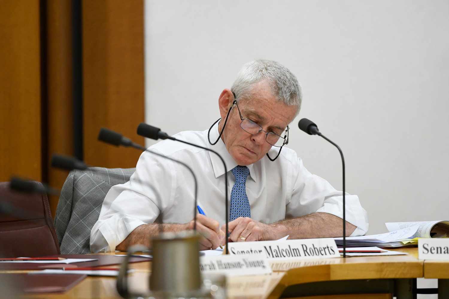 Senator Malcolm Roberts at the Canberra hearing, 18 October 2019.
